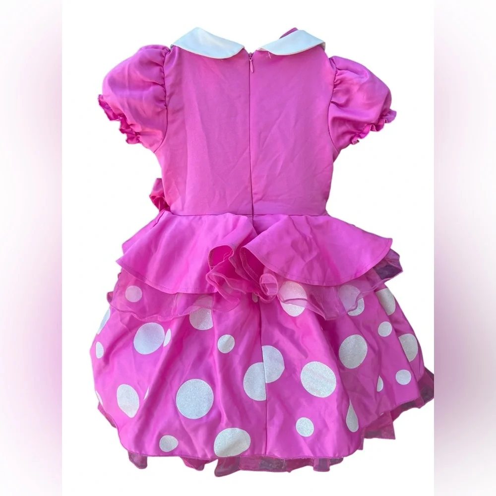 Hostess Pick ☄️ Glittery Pink Polka Dot Kids Disney Minnie Mouse Costume